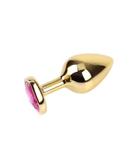 rosy heart golden anal plug with jewel size m