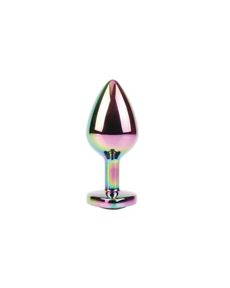 rainbow heart multicolored anal plug with jewel size m
