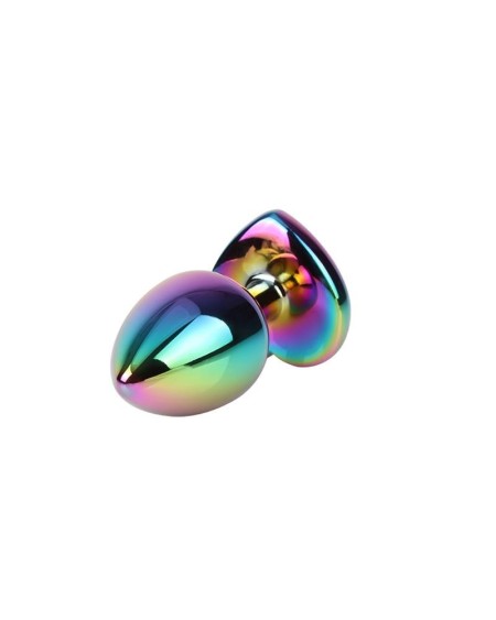rainbow heart multicolored anal plug with jewel size m