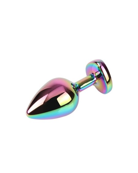rainbow heart multicolored anal plug with jewel size m