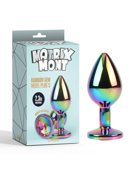rainbow gem multicolored anal plug with jewel size s
