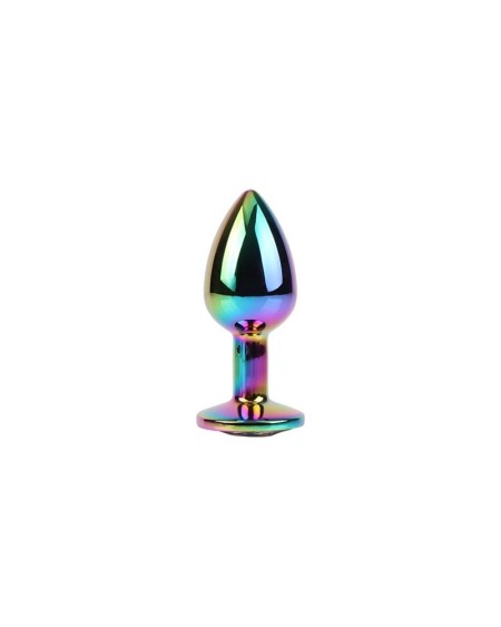 rainbow gem multicolored anal plug with jewel size s