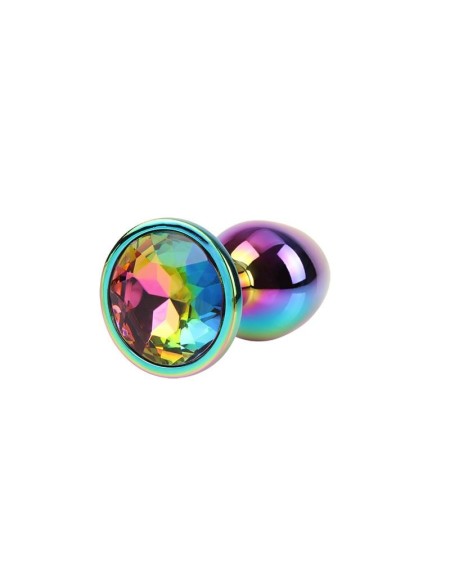 rainbow gem multicolored anal plug with jewel size s