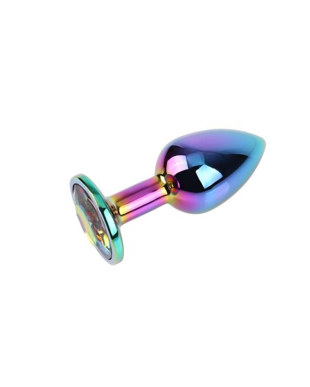 rainbow gem multicolored anal plug with jewel size s