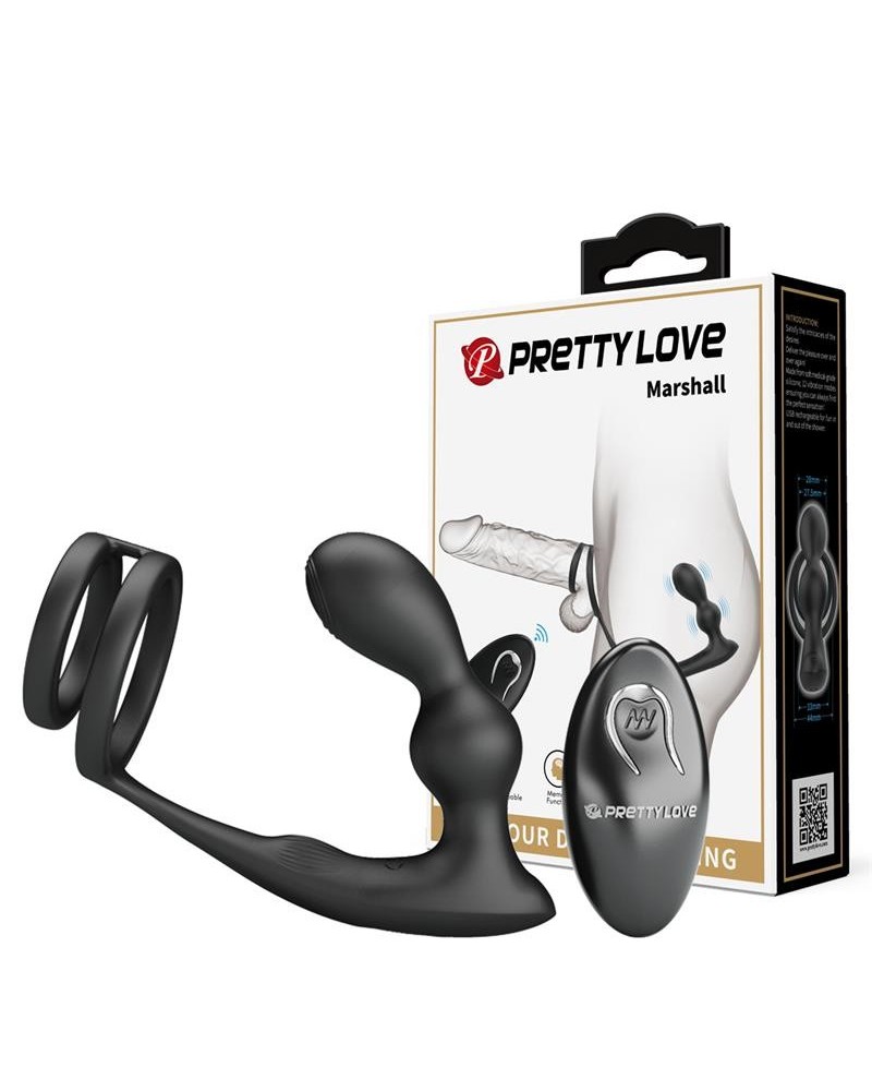 marshall anal plug with vibration and cock and ball ring