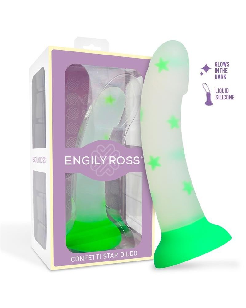 glow-in-the-dark dildo confetti star 17 cm