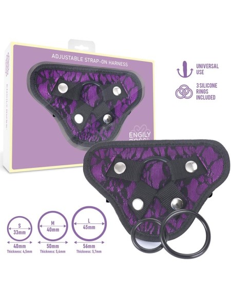 miley universal adjustable harness with 3 silicone rings violet