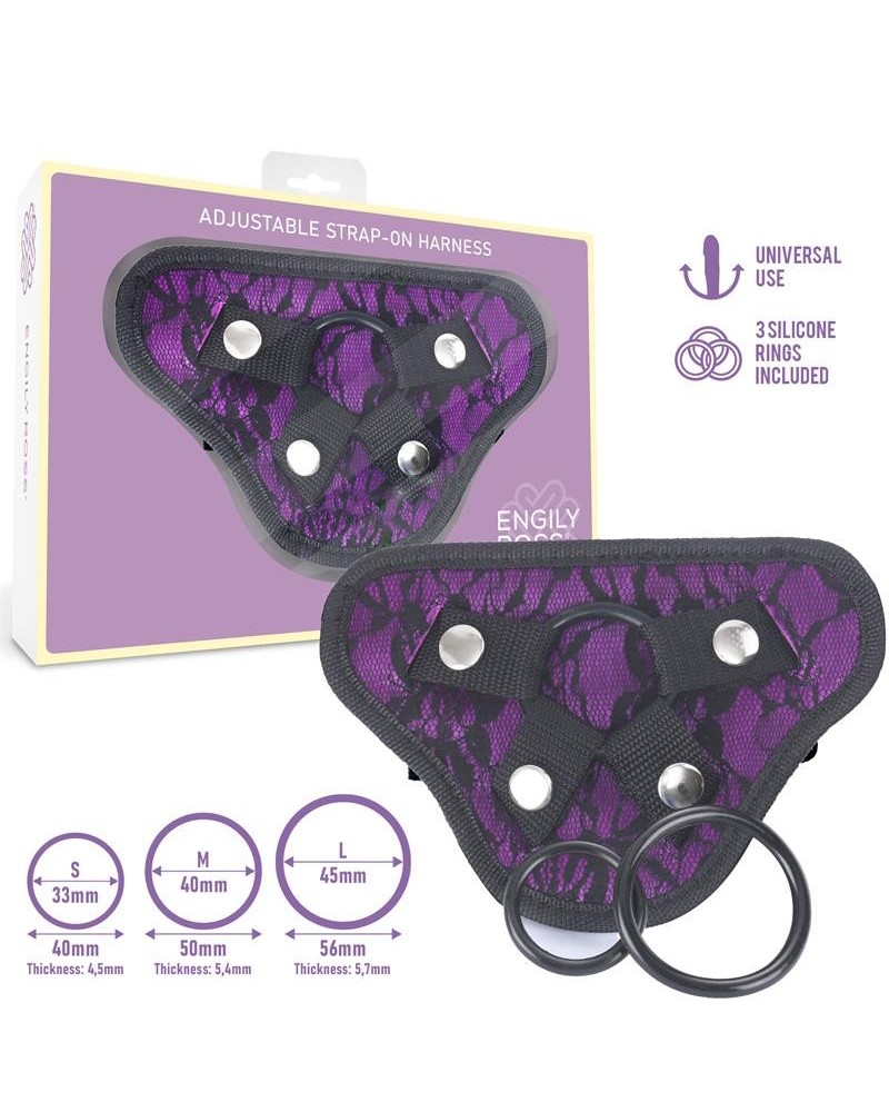 miley universal adjustable harness with 3 silicone rings violet