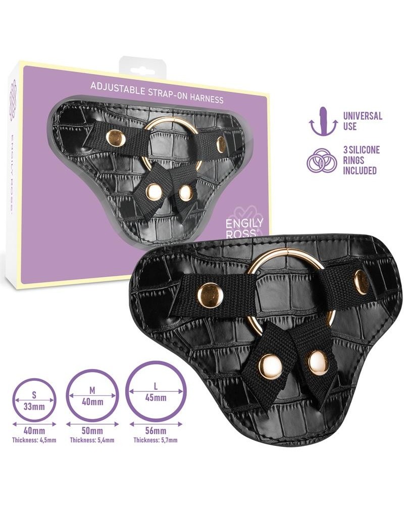 roxane universal adjustable harness with 3 silicone rings noir