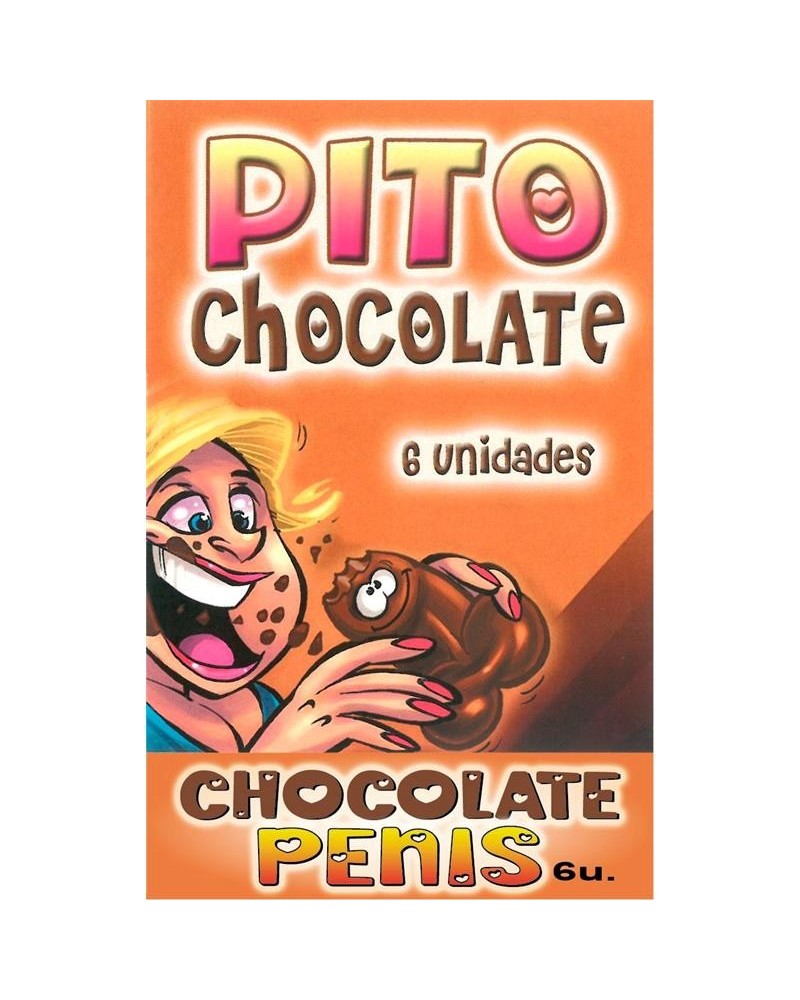 caja comic 6 pene chocolate negro