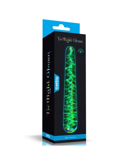 glow in the dark glass dildo twilight gleam slim