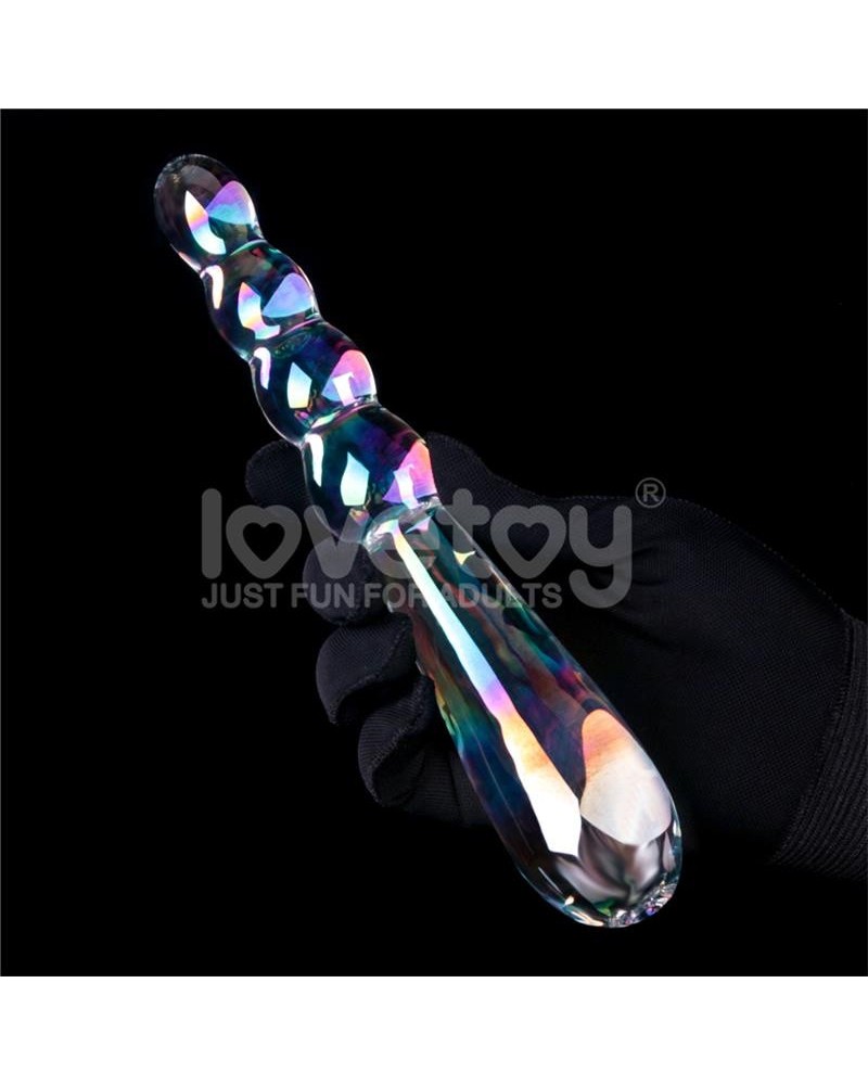 glow in the dark glass dildo twilight gleam rising ripples