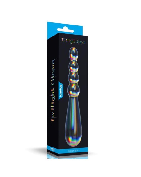 glow in the dark glass dildo twilight gleam rising ripples