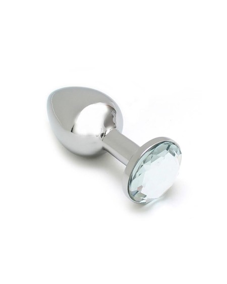 metal butt plug sofia clear jewel