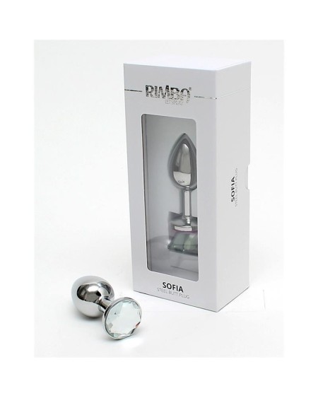 metal butt plug sofia clear jewel