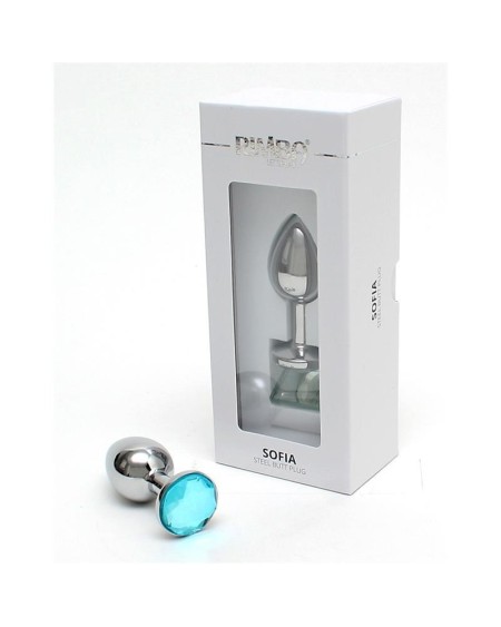 metal butt plug sofia blue jewel