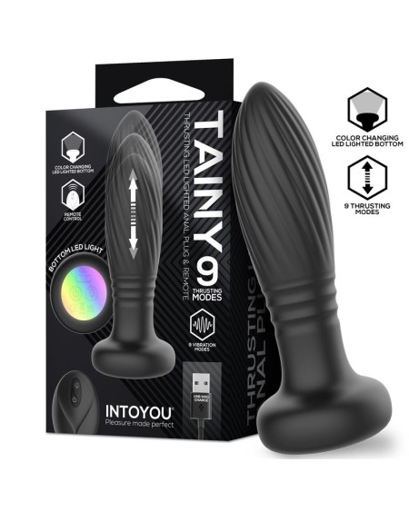 tainy thrusting led lighted anal plug with remote control