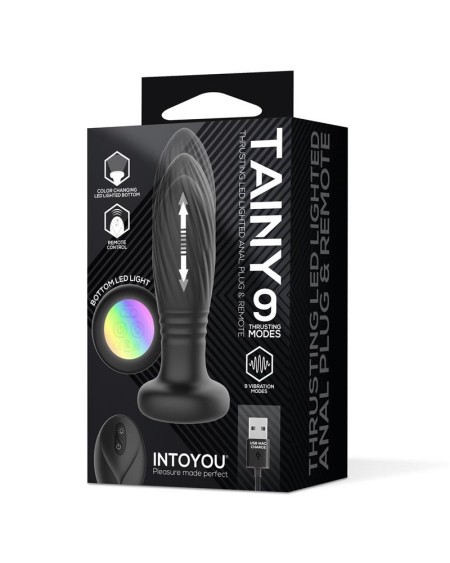 tainy thrusting led lighted anal plug with remote control