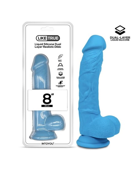 réaliste dildo liquid silicone dual layer 8 blue