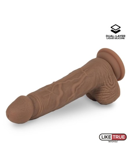 dildo dual layer silicone 8.25 brown