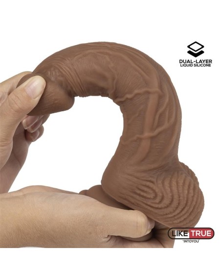 dildo dual layer silicone 8.25 brown