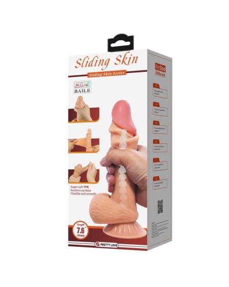 sliding peau réaliste dildo 19.4 cm