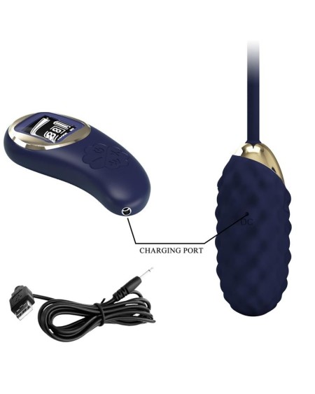 vivian vibrant egg with digital screen remote control blue