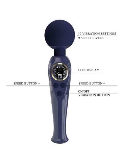 skyler massager wand with digital screen blue