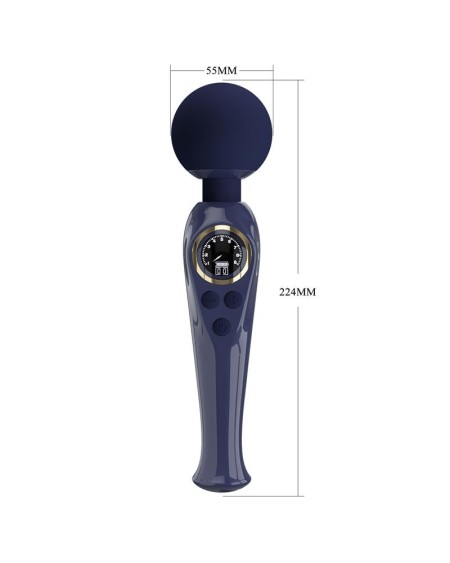 skyler massager wand with digital screen blue