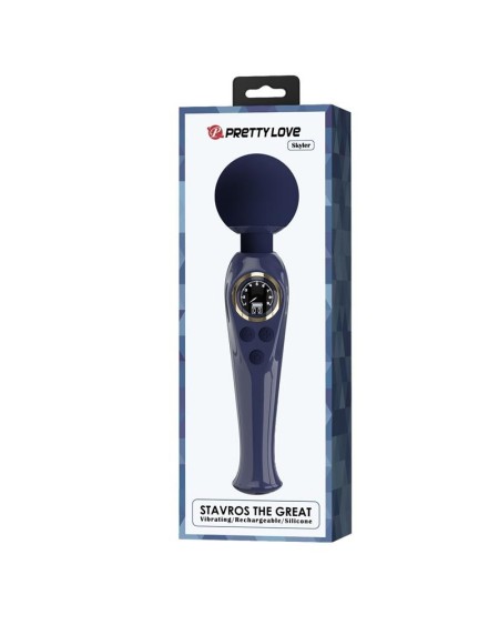 skyler massager wand with digital screen blue