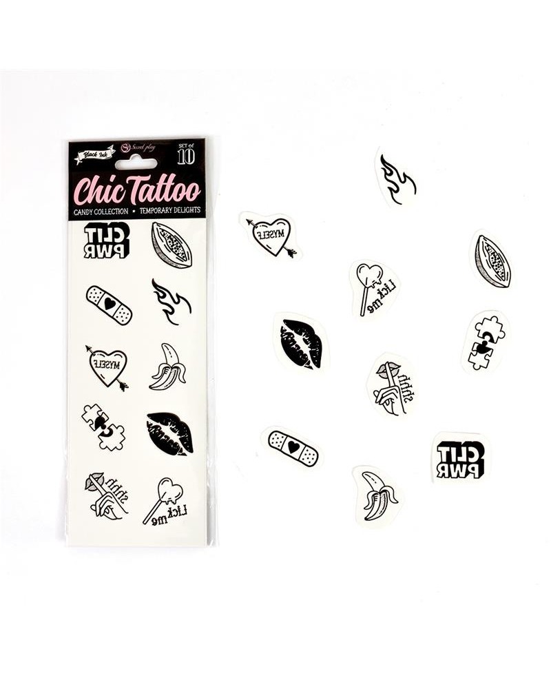 10 temporary tattoos candy collection
