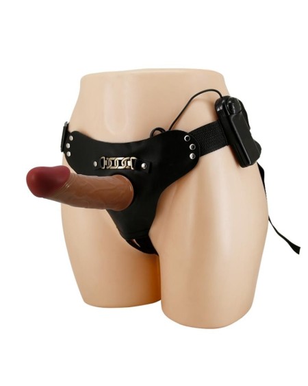 strap-on with holow dildo, vibration and remote control starks