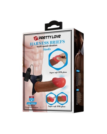strap-on with holow dildo, vibration and remote control starks