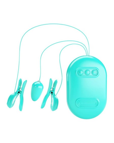 surprise box vibrant egg with electric shock nipple clamps blue