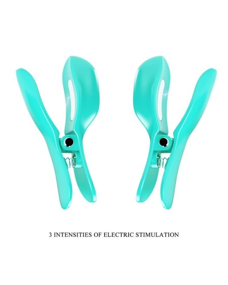 surprise box vibrant egg with electric shock nipple clamps blue