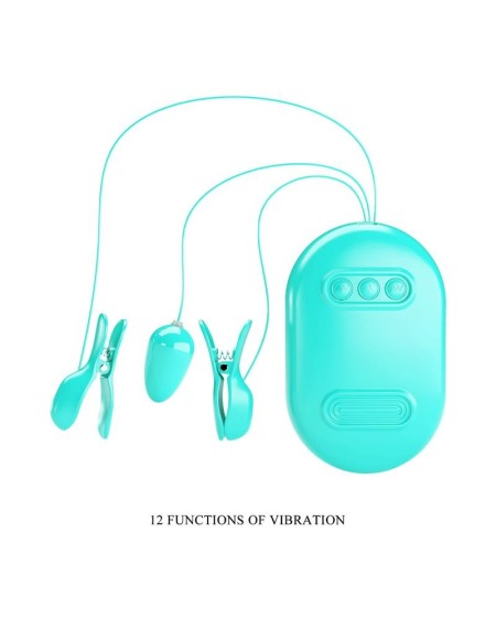 surprise box vibrant egg with electric shock nipple clamps blue