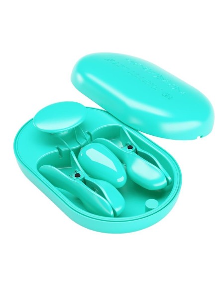 surprise box vibrant egg with electric shock nipple clamps blue
