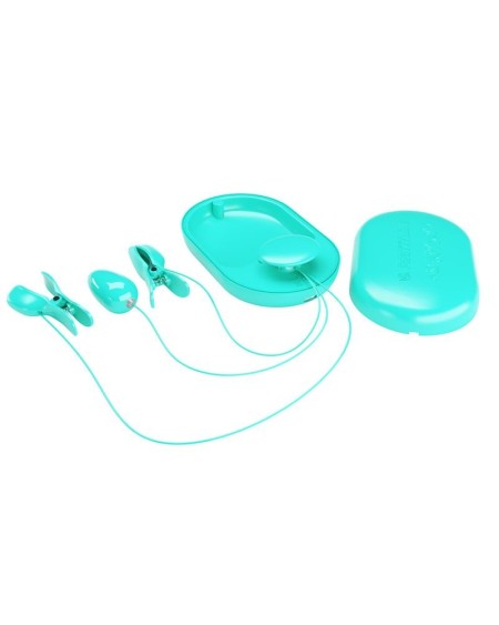 surprise box vibrant egg with electric shock nipple clamps blue