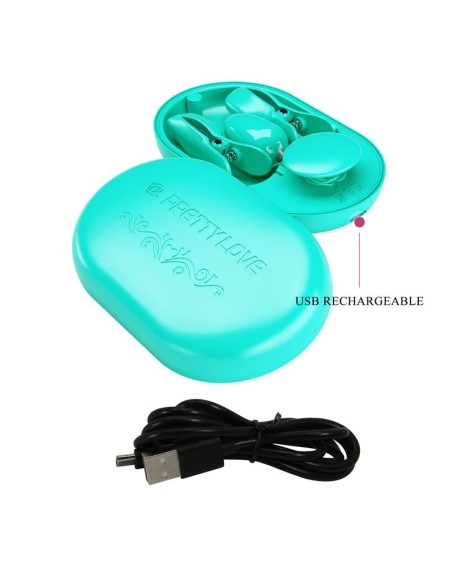 surprise box vibrant egg with electric shock nipple clamps blue