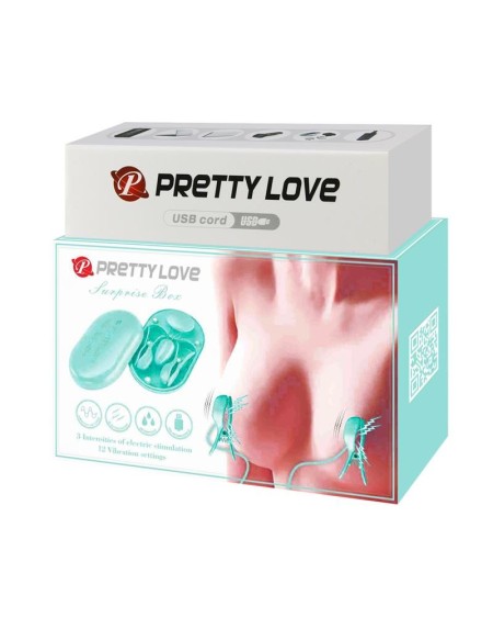 surprise box vibrant egg with electric shock nipple clamps blue