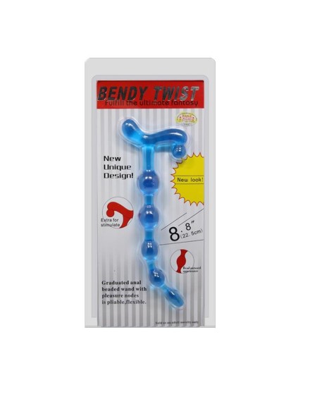 bendy twist anal beads blue