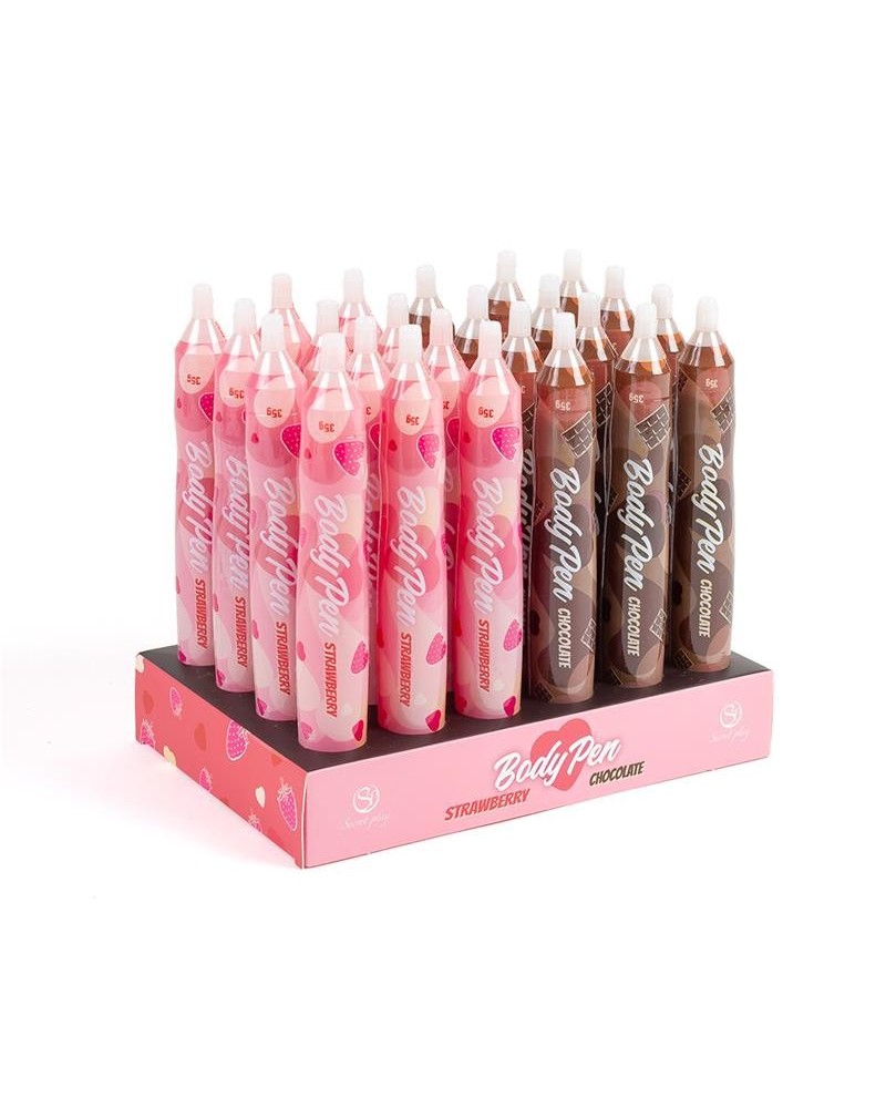body pen display 24 units 12 strawberry12 chocolate