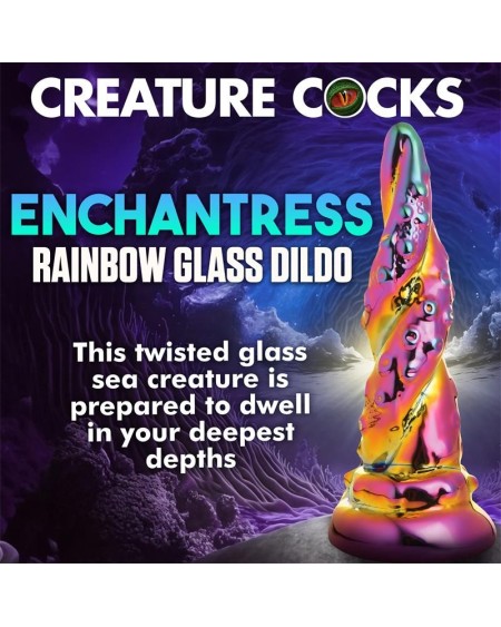 enchanting rainbow borosilicate glass dildo