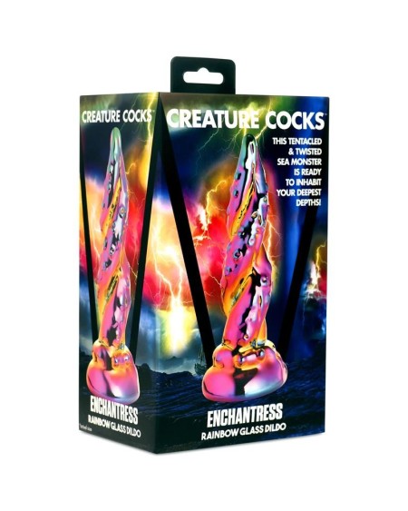 enchanting rainbow borosilicate glass dildo