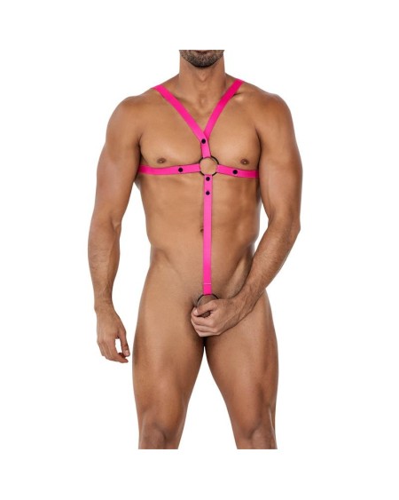 h4rness04-c ring crossed harness hotpink one size