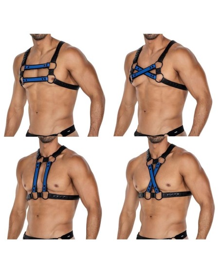 h4rness06 chest harness 4way radiant blue one size
