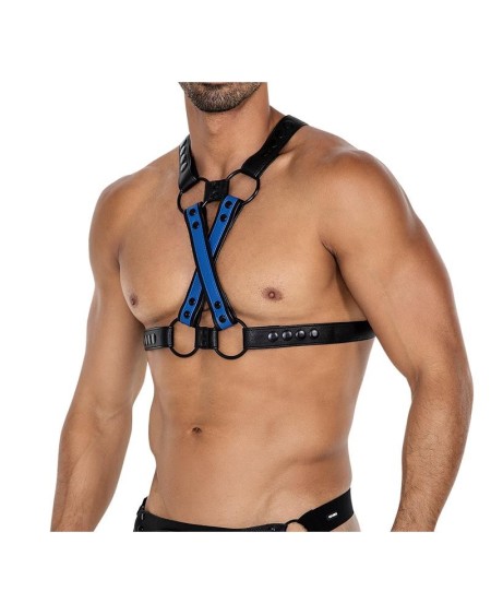 h4rness06 chest harness 4way radiant blue one size