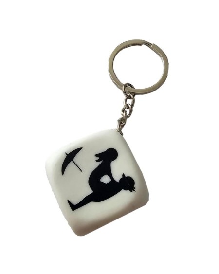 white position dice keychain