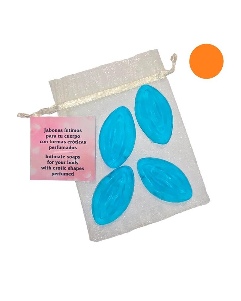 set of 4 scented mini soaps in the shape of a orange vagina