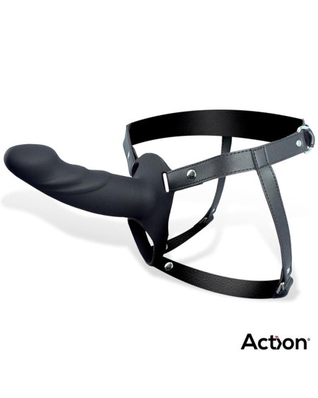 strap-on with hollow dildo premium silicone size l noir